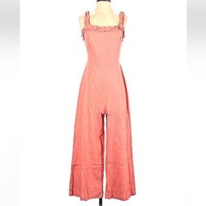 Lush Coral Jumpsuit Ruffle Top Small
